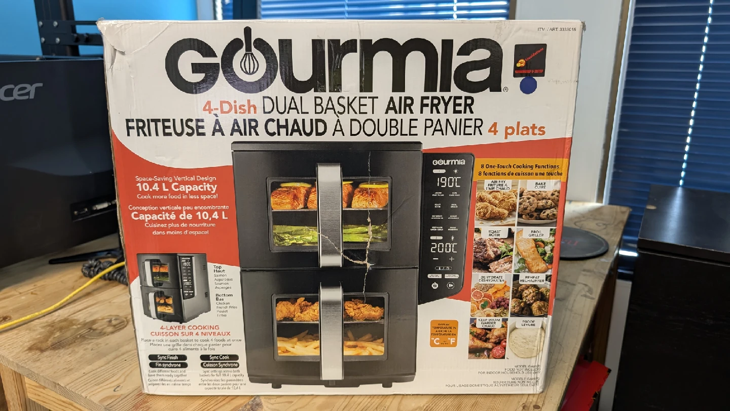 Gourmia 4-Dish Dual Basket Air Fryer, 10.4L