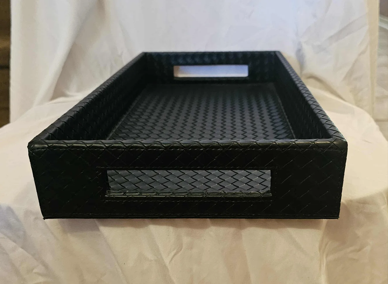 Black Urban Barn Large Fraser Faux Leather Tray image indicator(5)