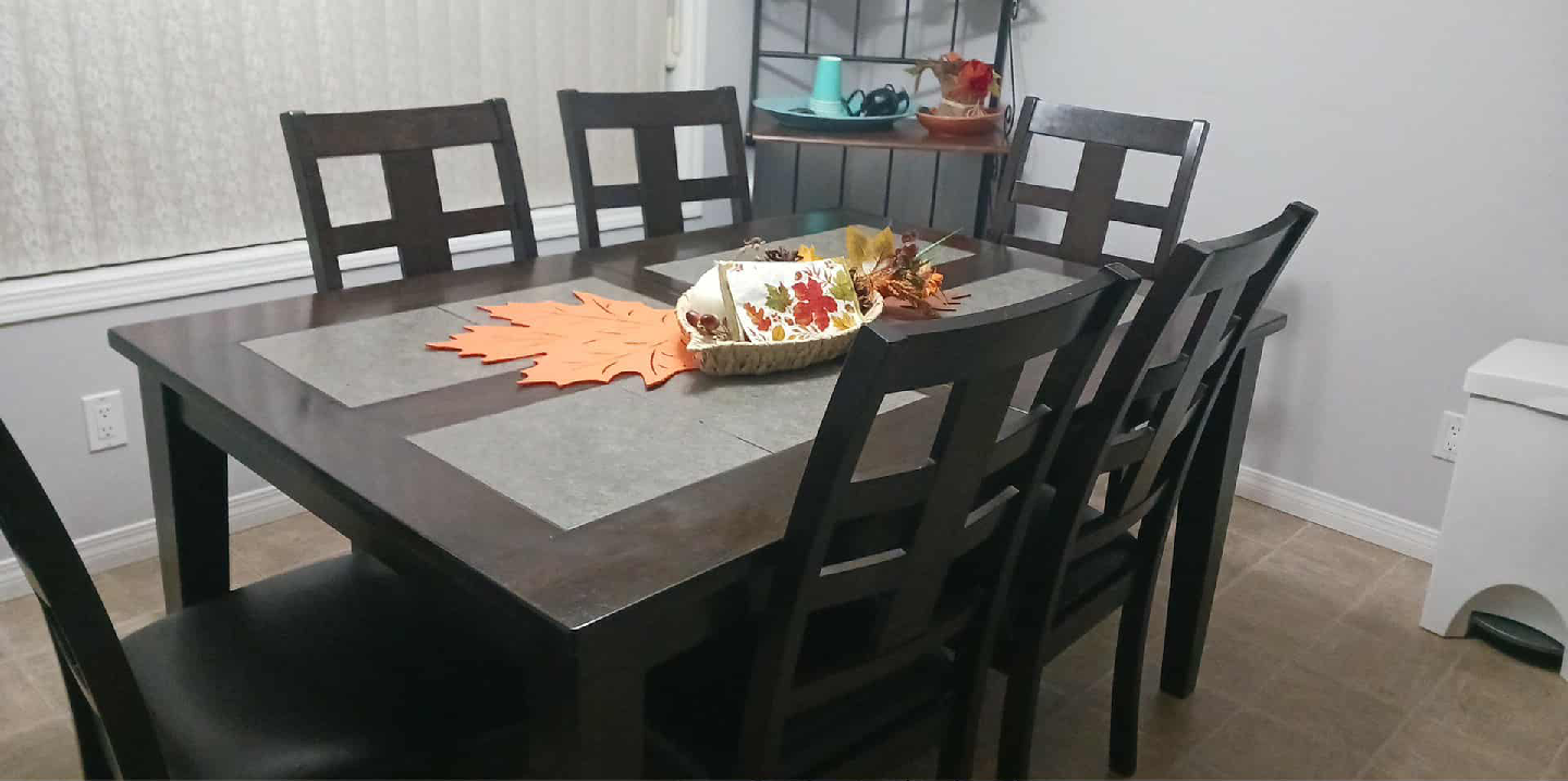 Dining Table with 6 Chairs - Dark Brown