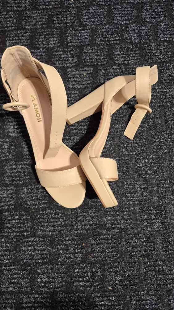 Amoji Beige Heels - Size 8 thumbnail