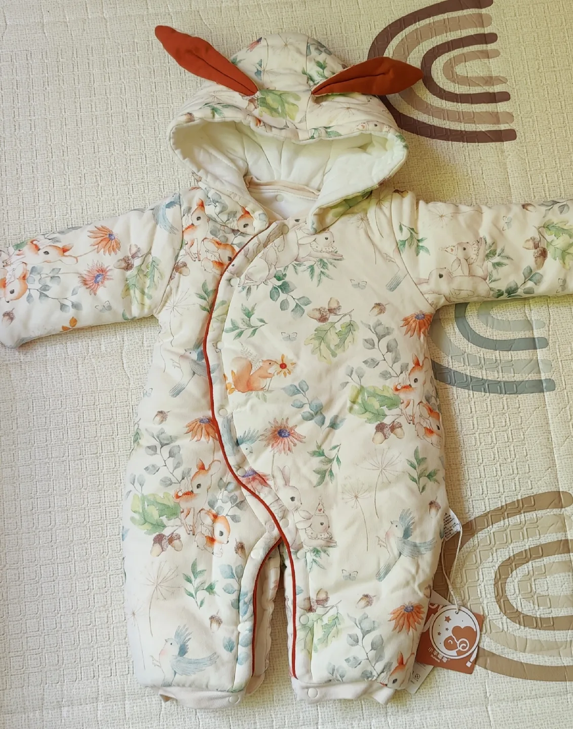 New Floral Baby Snowsuit with Bunny Ears image indicator(2)
