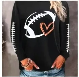 NWOT Women's Football Heart Graphic Long Sleeve Shirt thumbnail