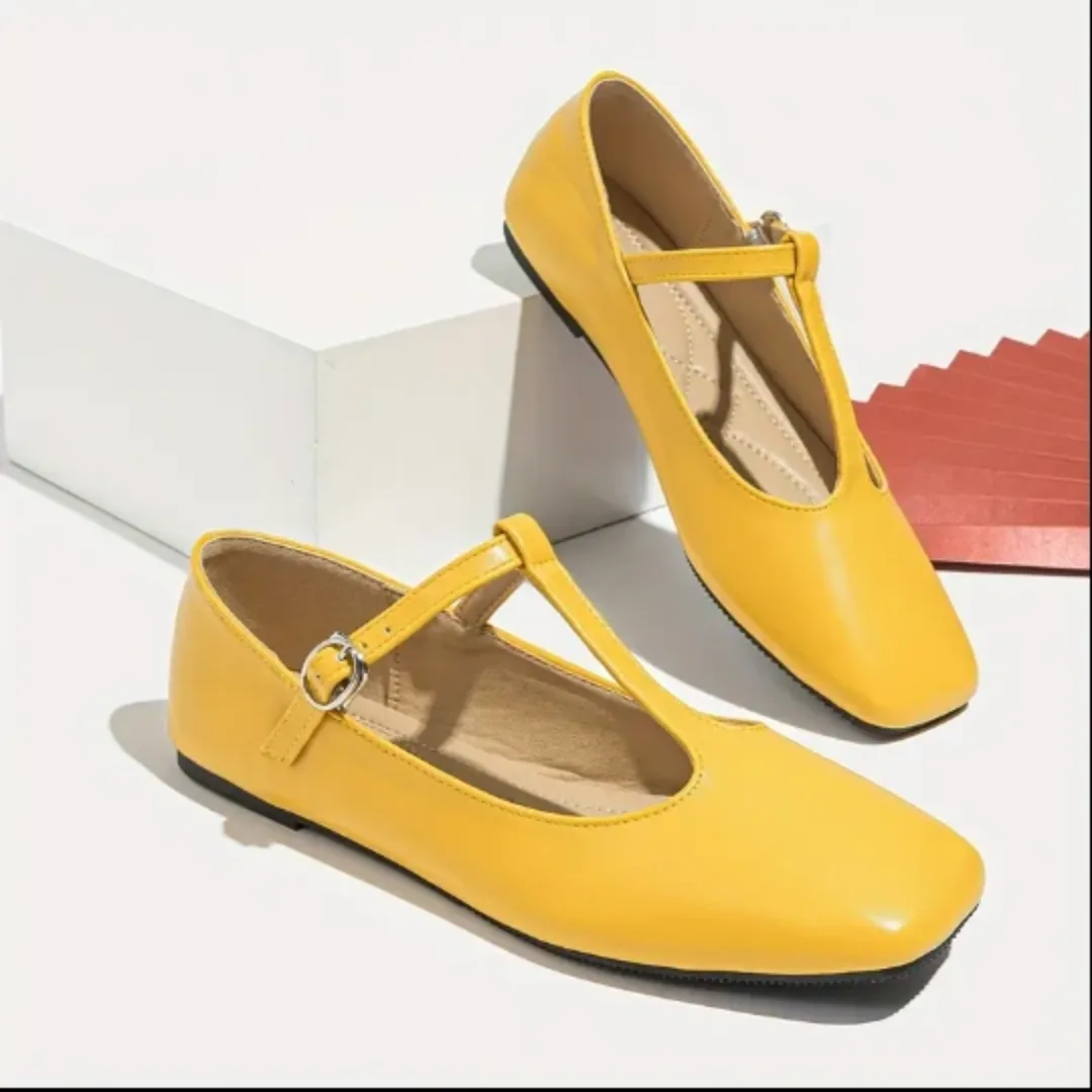 Yellow T-Strap Flats image indicator(7)