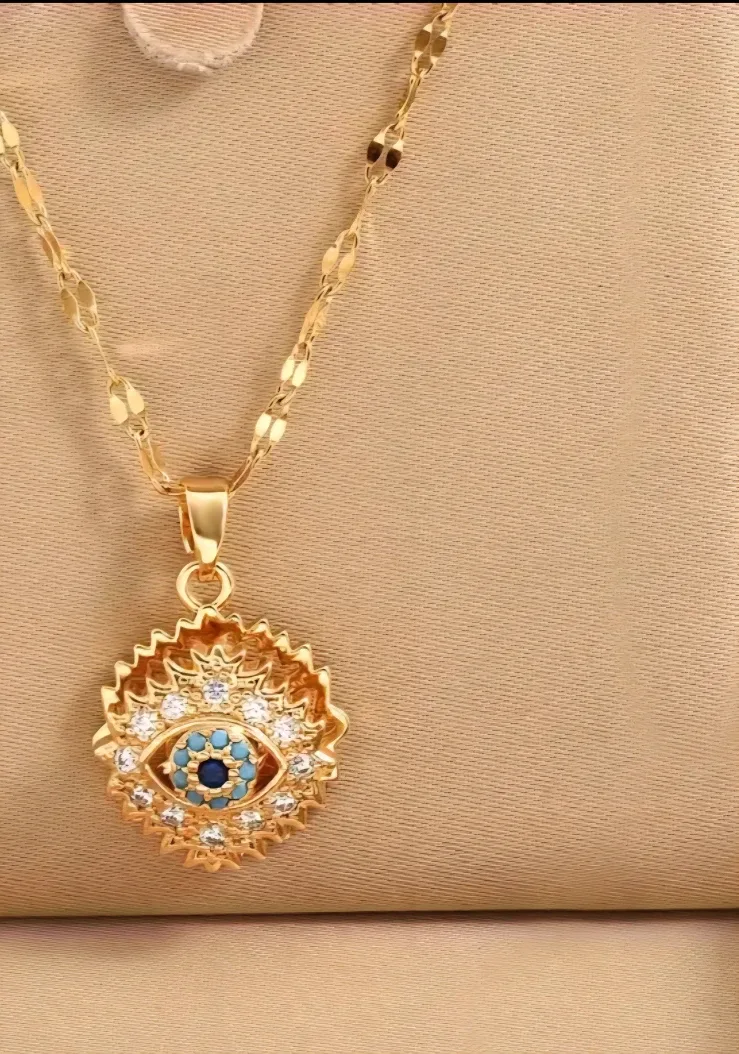 Gold Evil Eye Pendant Necklace thumbnail