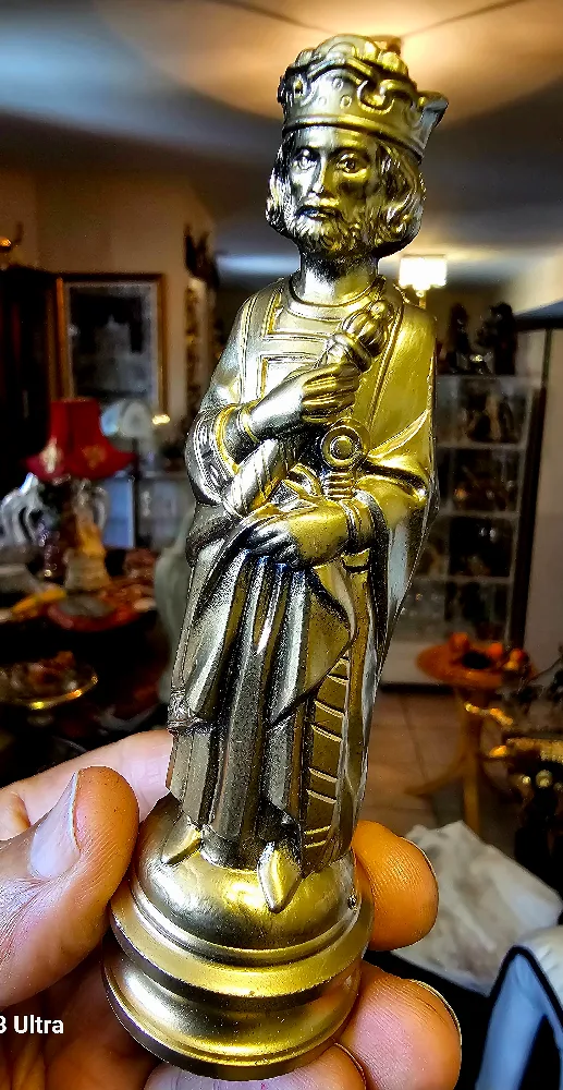 Vintage Pewter/Gold Chess Set with Case thumbnail
