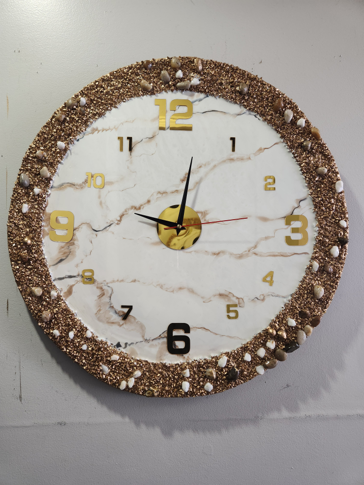 Decorative Wall Clock - Gold & Marble