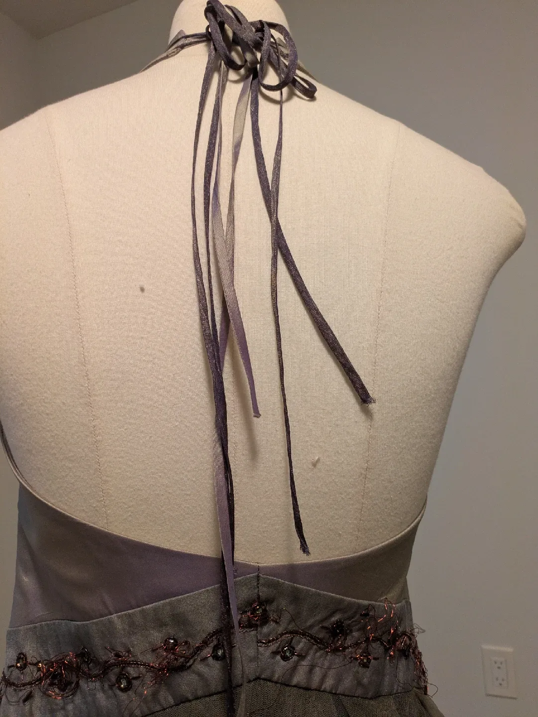 Formal Halter Style Dress - Purple/Green image indicator(4)