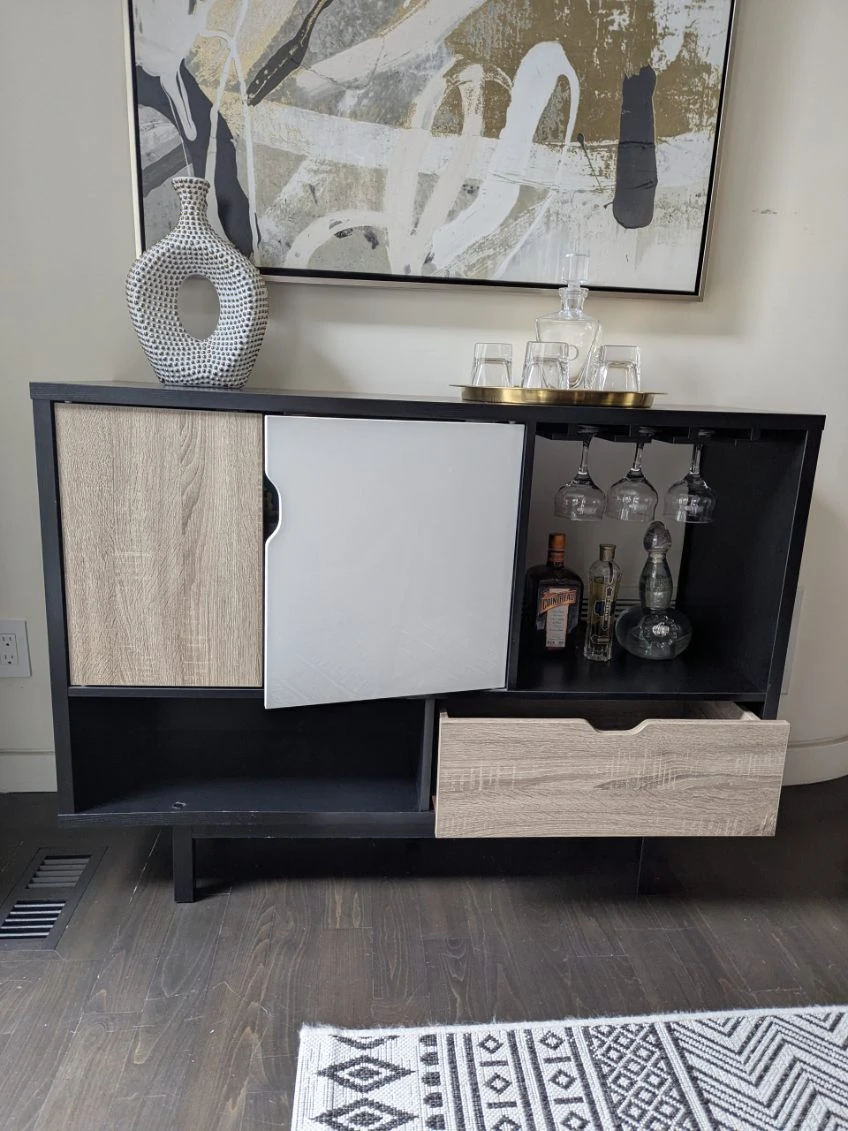 Modern Black & Wood Accent Cabinet - photo 3