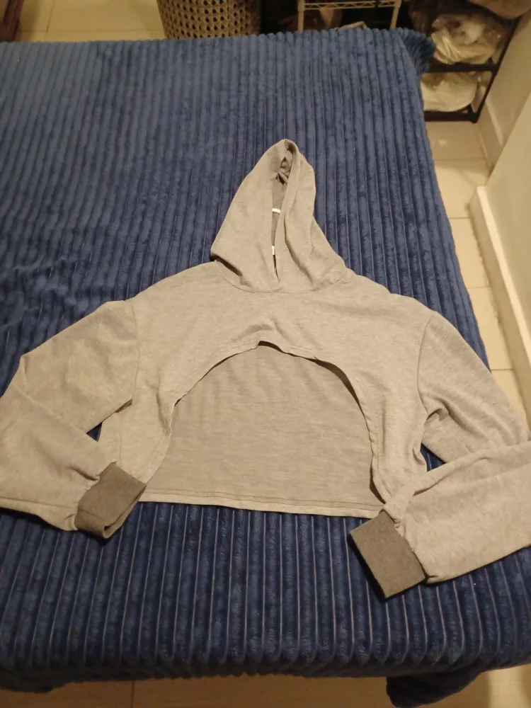 Shein Gray Crop Hoodie Size 16Y thumbnail