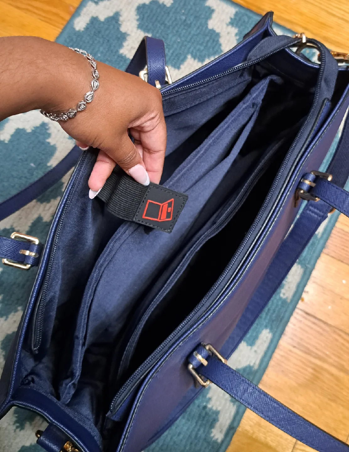 Huge Blue Tote Bag with Shoulder Strap image indicator(3)