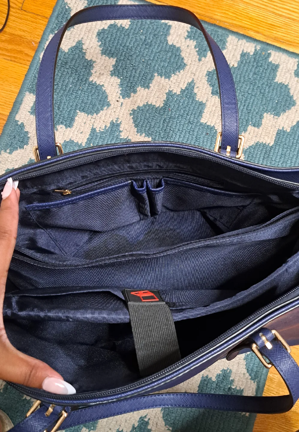 Huge Blue Tote Bag with Shoulder Strap image indicator(4)