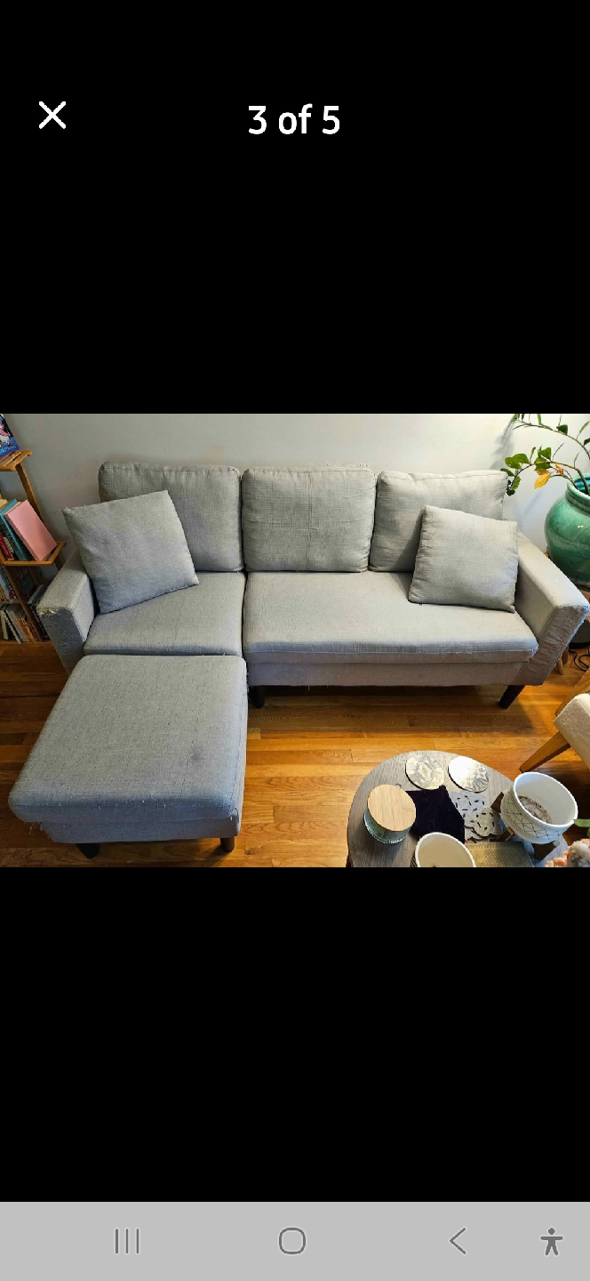 Gray Sectional Sofa with Ottoman