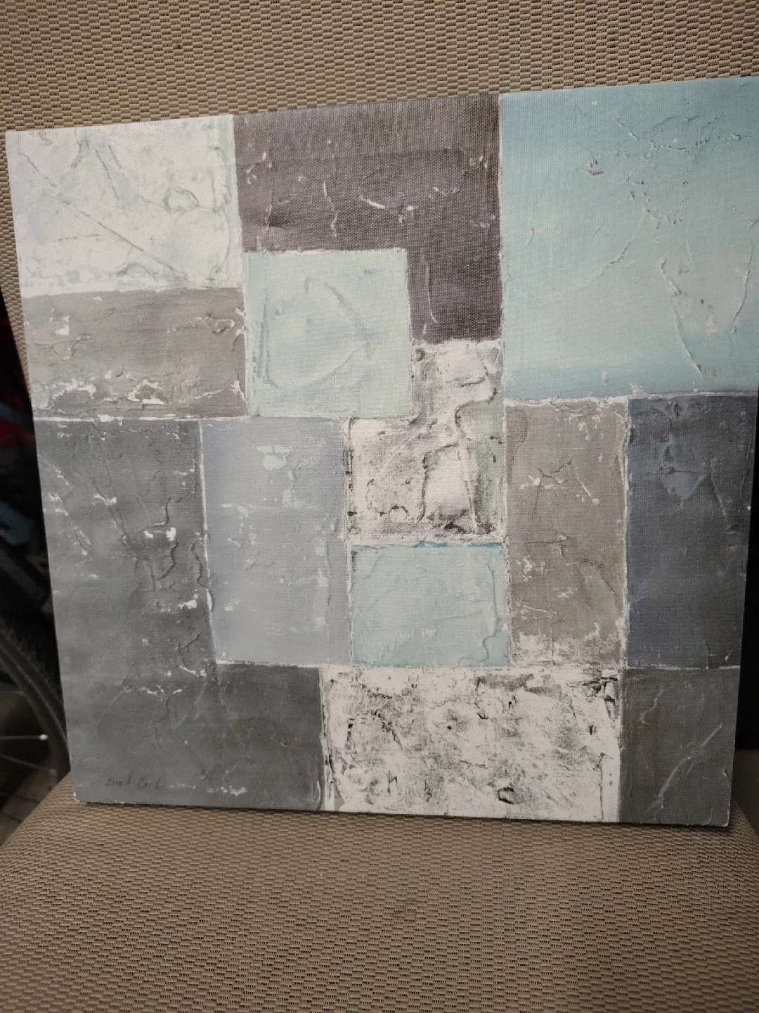 Abstract Block Canvas Art - Blue & Grey 12x12 thumbnail