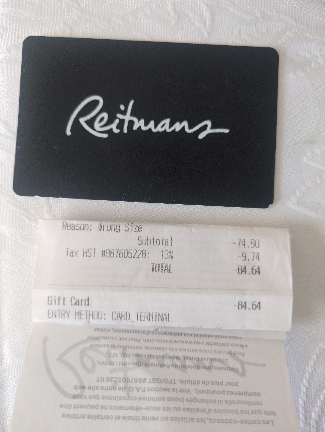 Reitmans Giftcard with $84.64