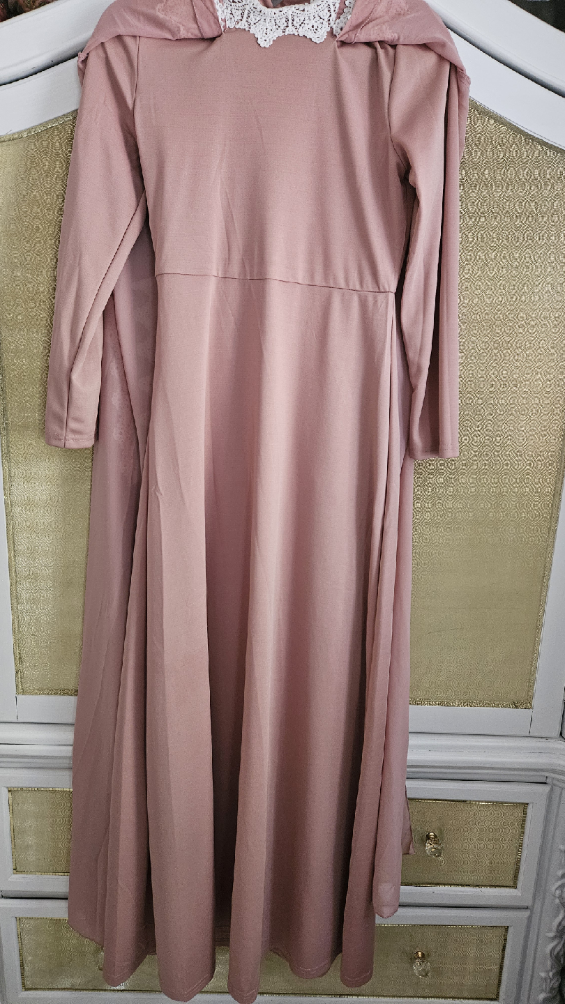 Pink Cape Dress with Lace Detail - photo 3