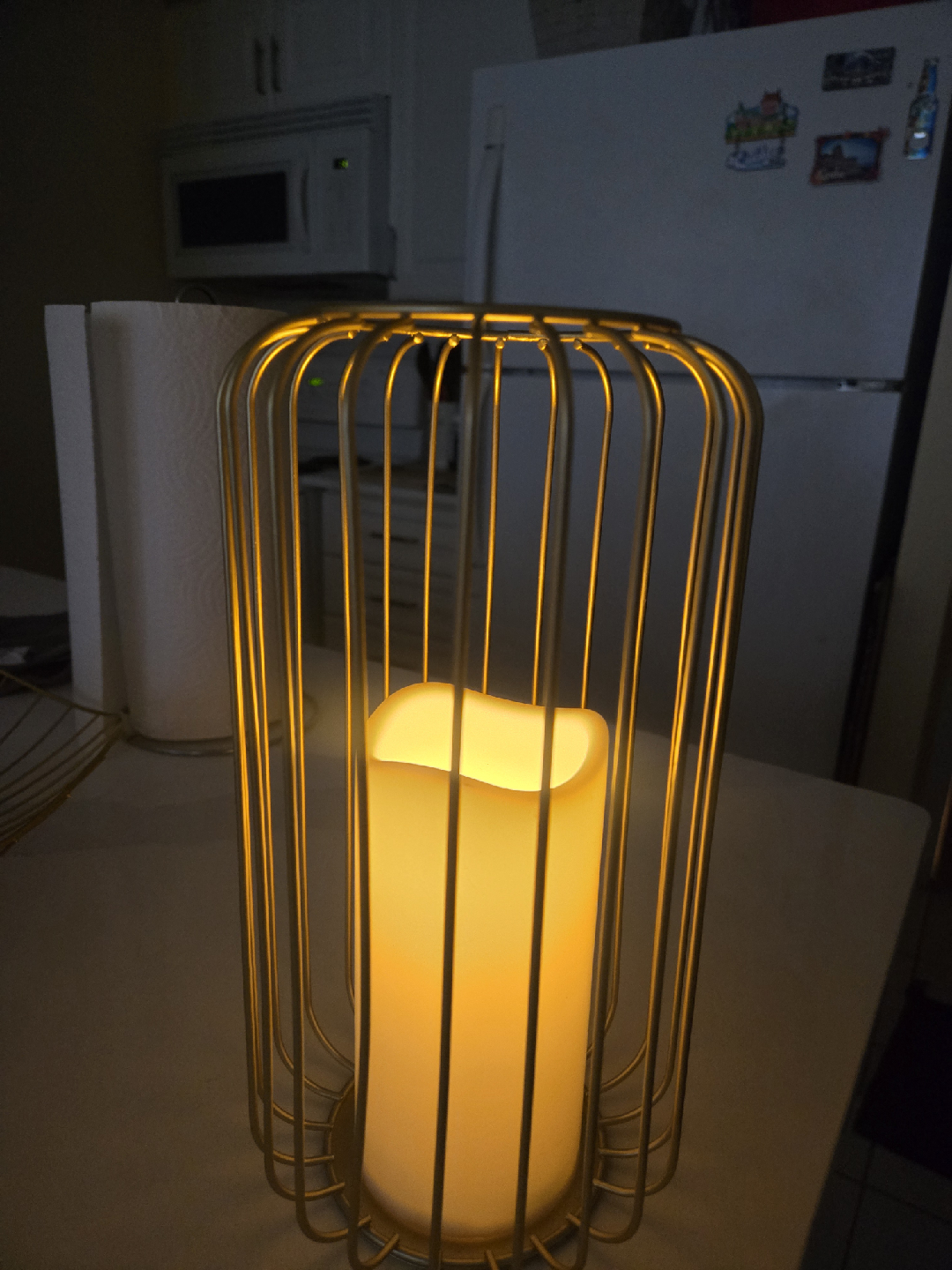 Gold Metal Cage Flameless Candle