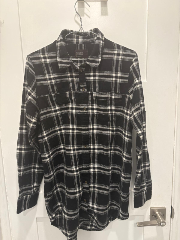 Free Press Black & White Plaid Flannel - Size S