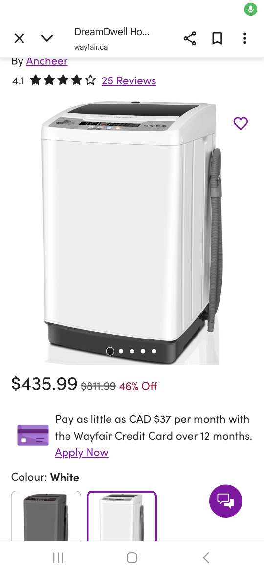 Ancheer White Washing Machine