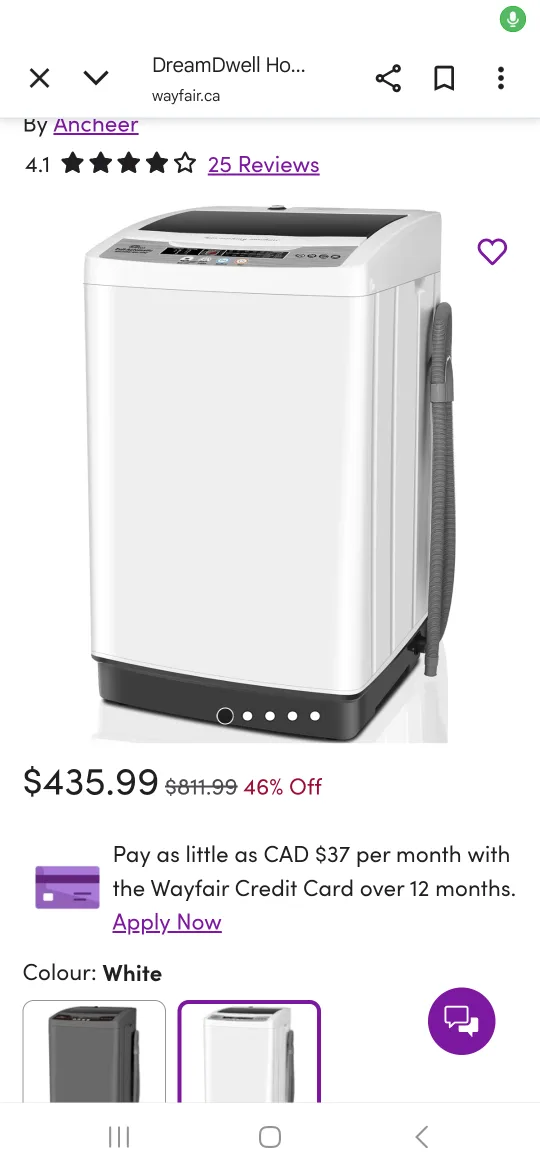 Ancheer White Washing Machine thumbnail