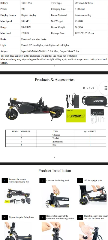 VIPCOO Foldable Electric Scooter image indicator(2)