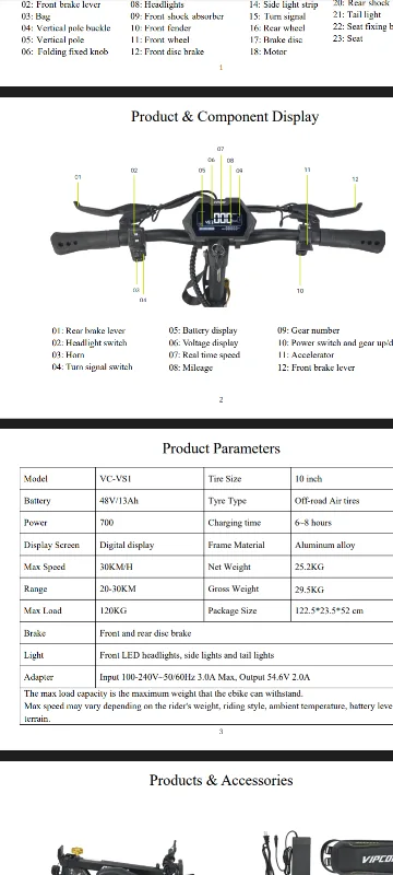 VIPCOO Foldable Electric Scooter image indicator(5)