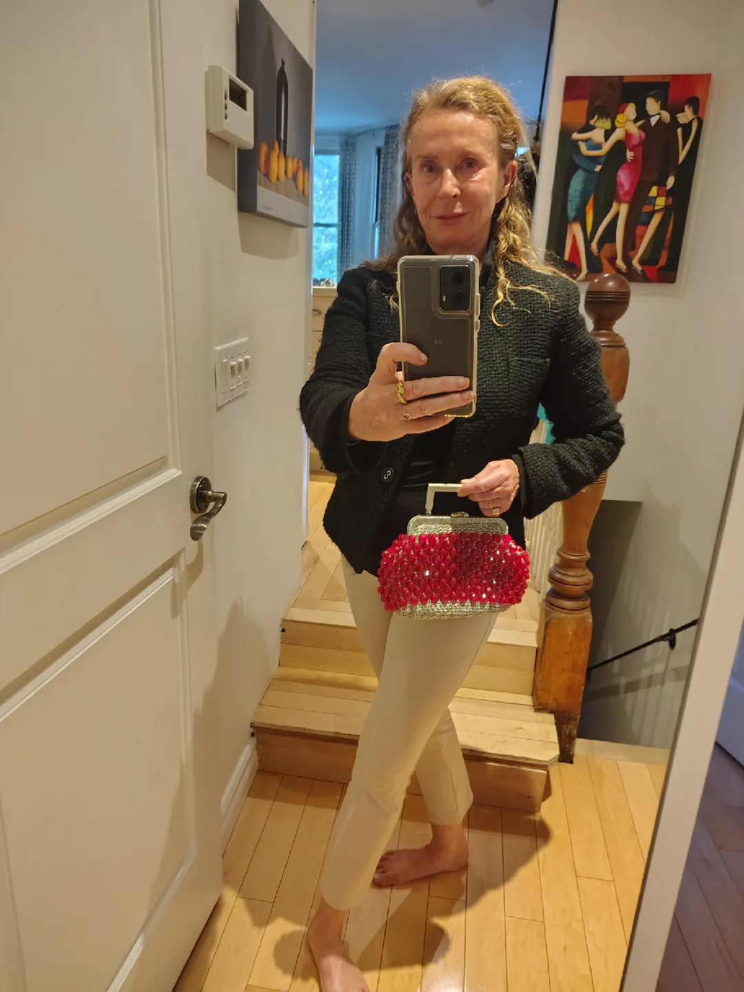 Vintage Magenta Beaded & Silver Evening Bag - Made in Italy image indicator(6)