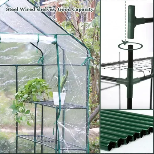 Portable Greenhouse with Shelves 56.5x56.5x76 in image indicator(3)