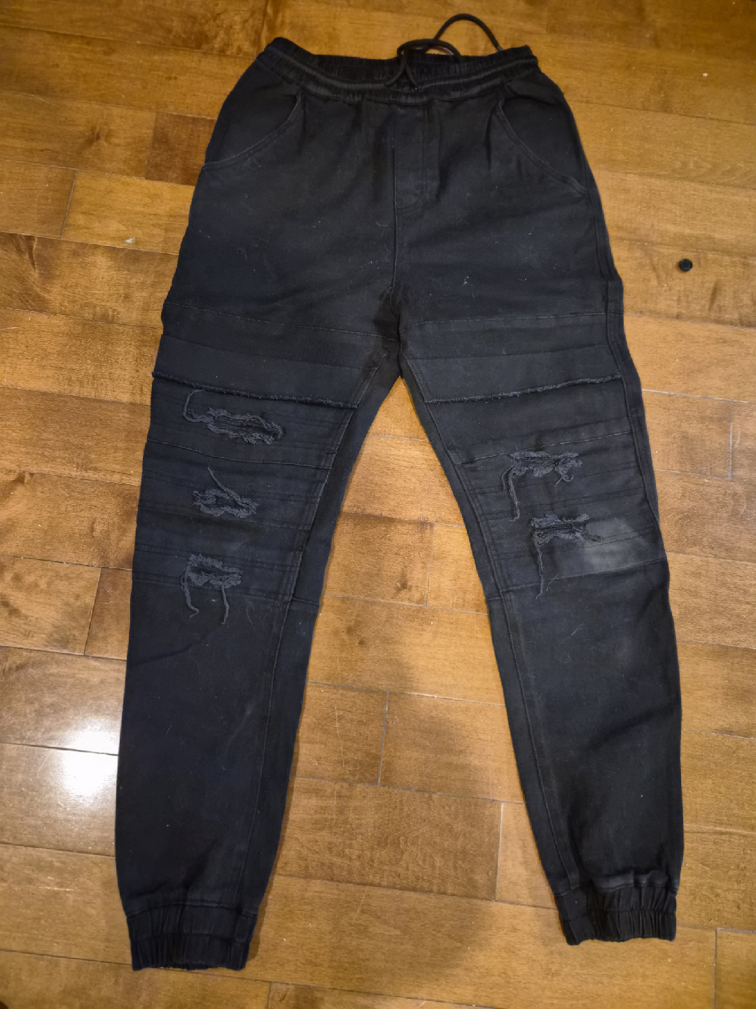 Black Distressed Jogger Pants