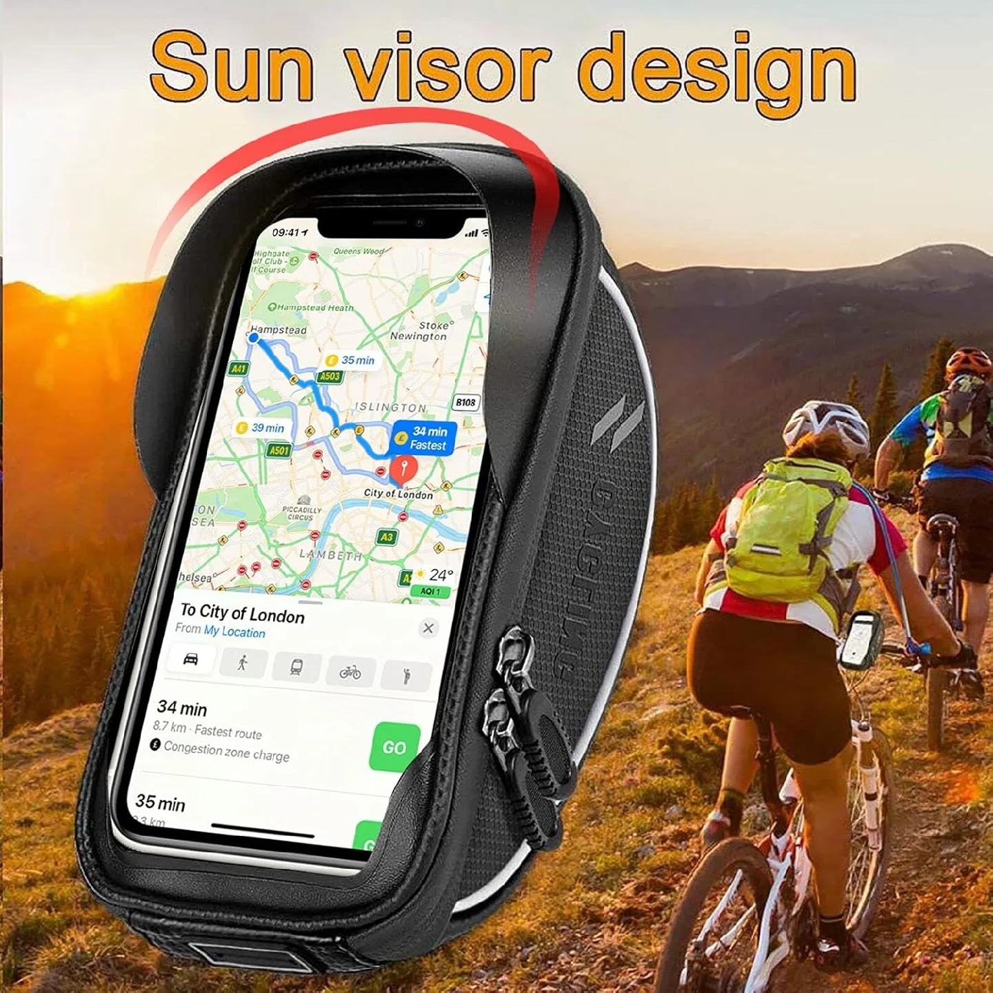 CBRSPORTS Bike Frame Bag Bike Phone Bag Handlebar Bag Phone image indicator(2)