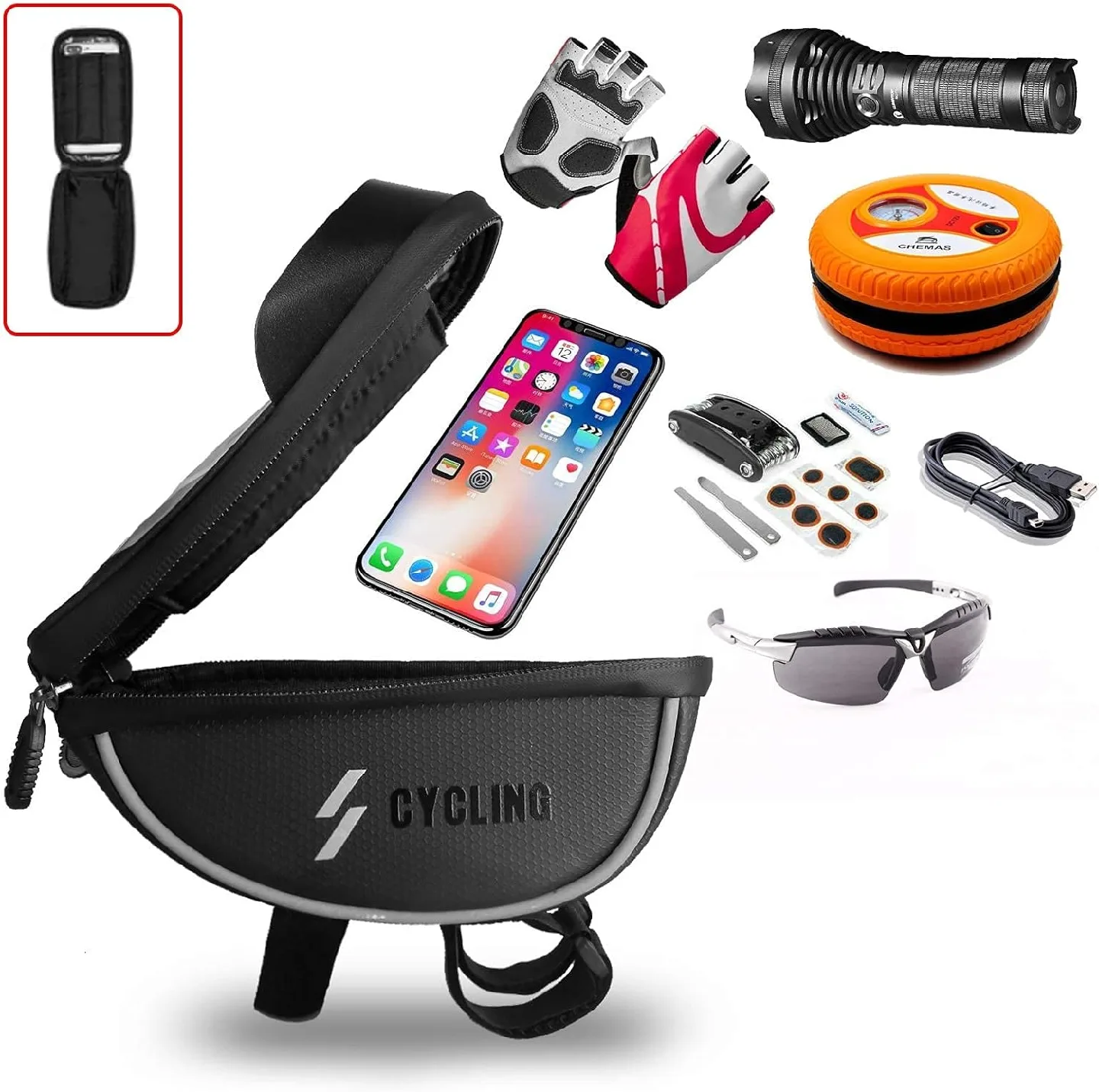 CBRSPORTS Bike Frame Bag Bike Phone Bag Handlebar Bag Phone image indicator(5)