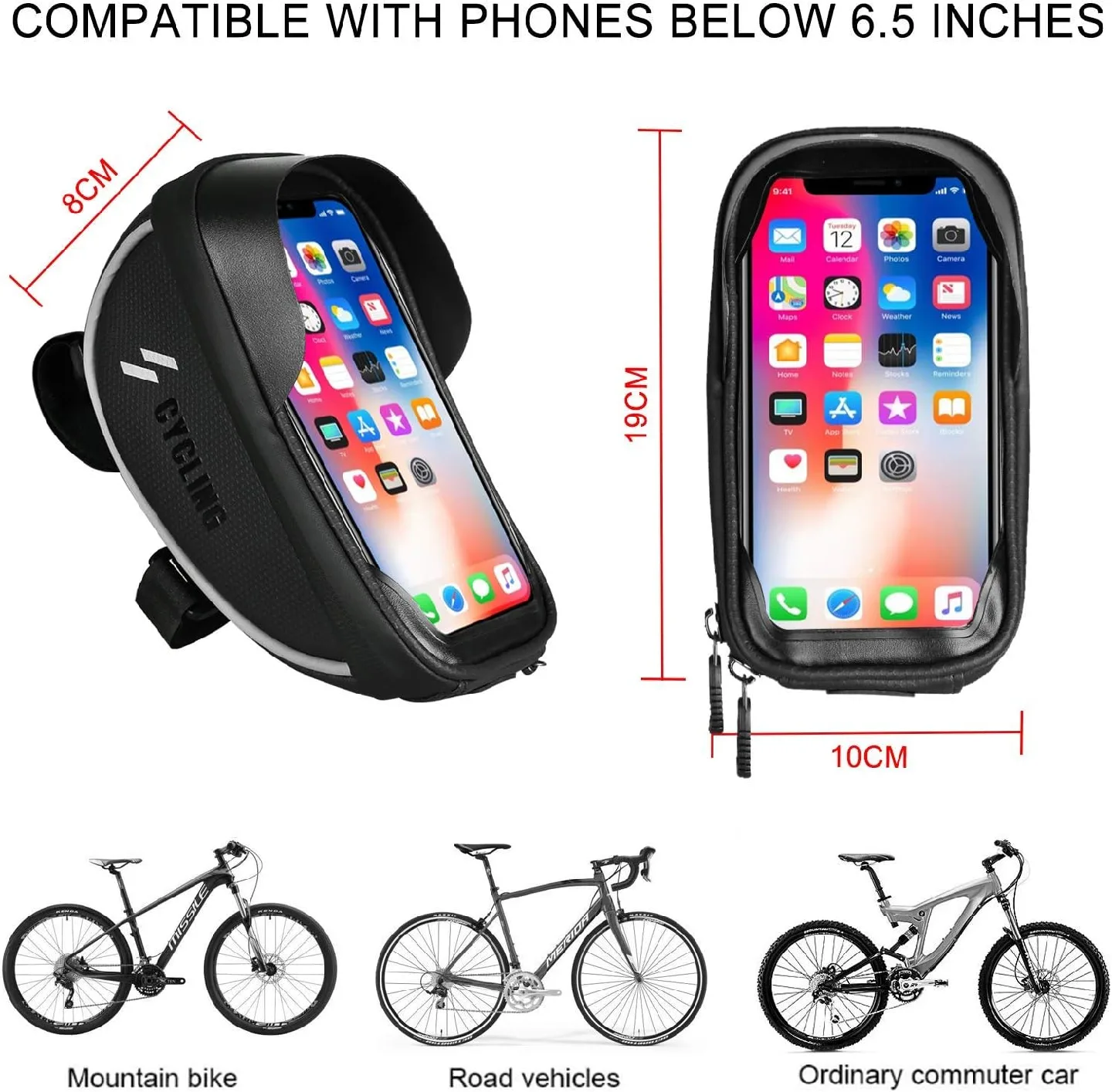 CBRSPORTS Bike Frame Bag Bike Phone Bag Handlebar Bag Phone image indicator(6)
