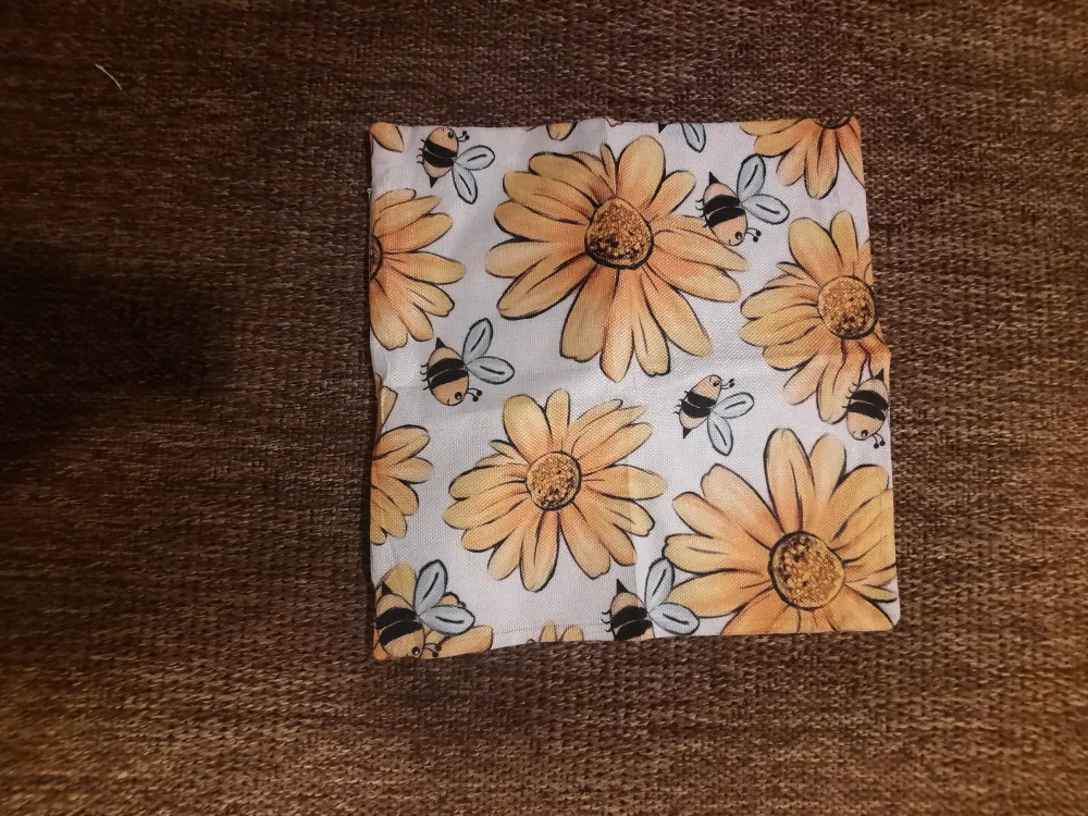 Floral & Bee Patterned pillow case 15x15 thumbnail