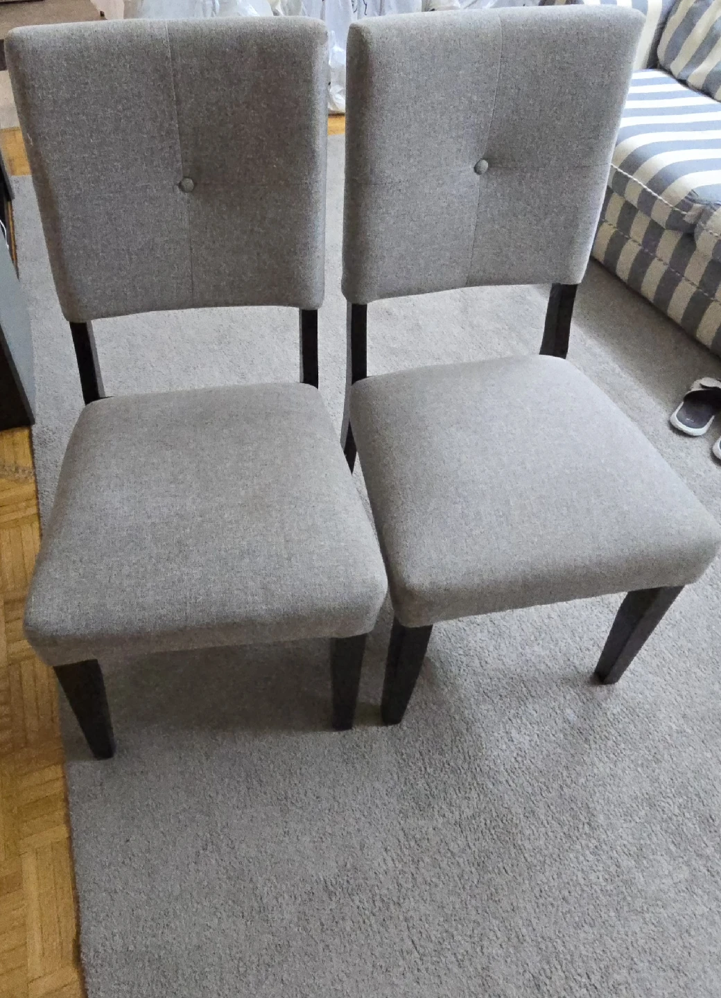 Set of 4 Grey Upholstered Dining Chairs - photo 2