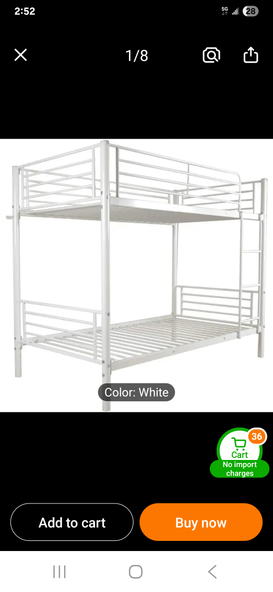 White Metal Bunk Bed (78x40.8x65in)
