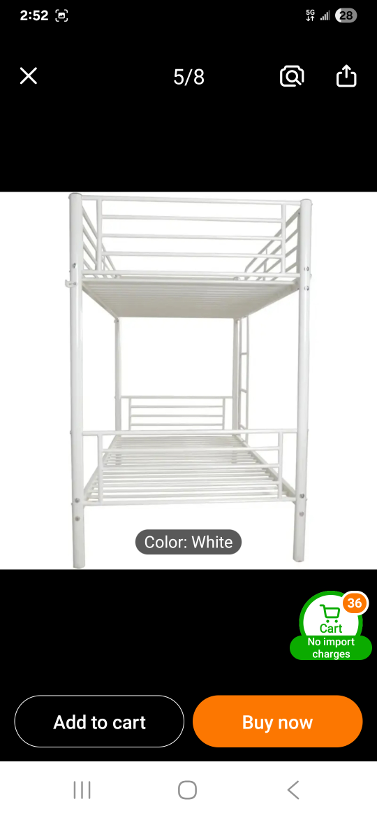 White Metal Bunk Bed (78x40.8x65in) - photo 4