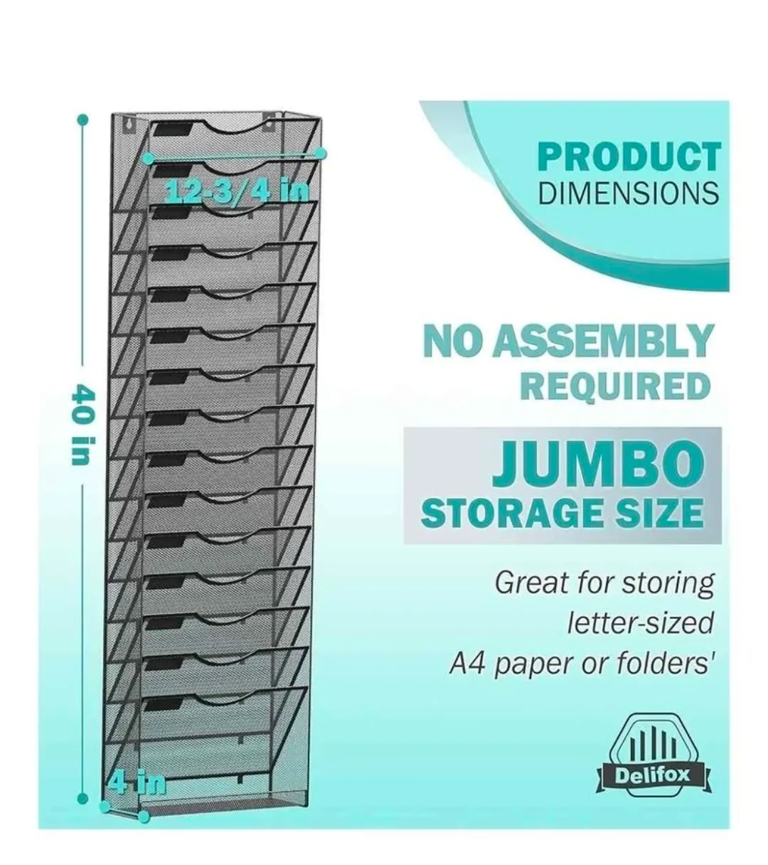 Delifox 15-Tier Wall Hanging File Holder image indicator(2)