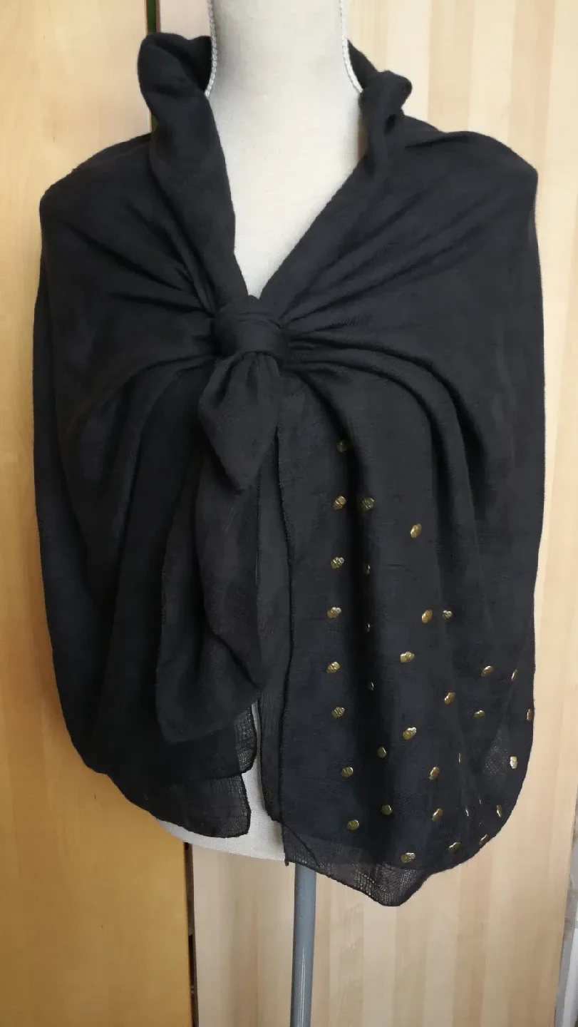 Black Scarf/shawl with Gold Skull Embellishments image indicator(3)