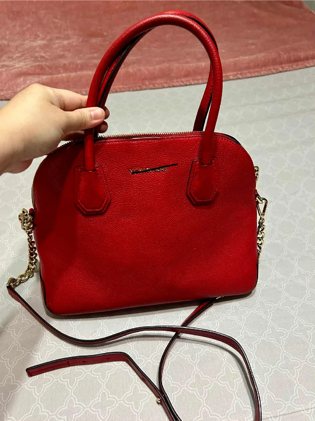 Michael Kors Red Dome Satchel thumbnail