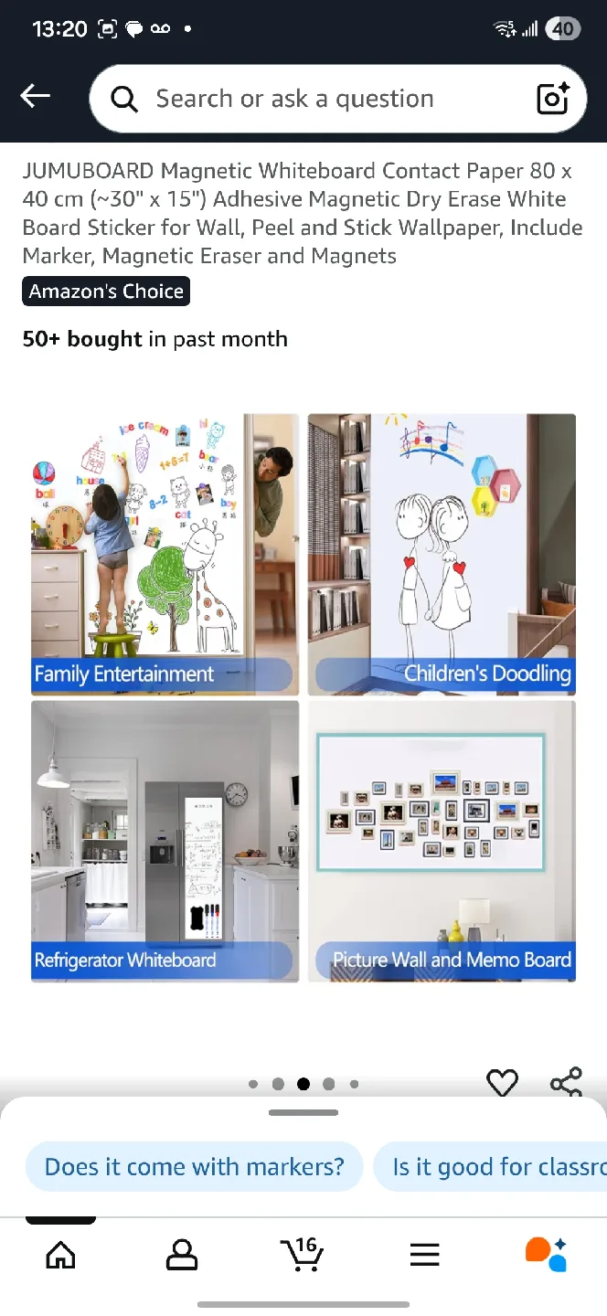 OFFICELINE Magnetic Whiteboard 17x11in - NEW! thumbnail