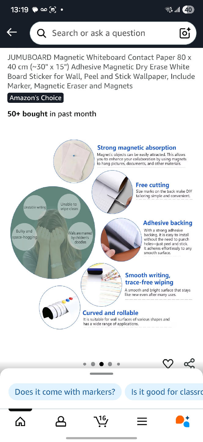 OFFICELINE Magnetic Whiteboard 17x11in - NEW! - photo 4