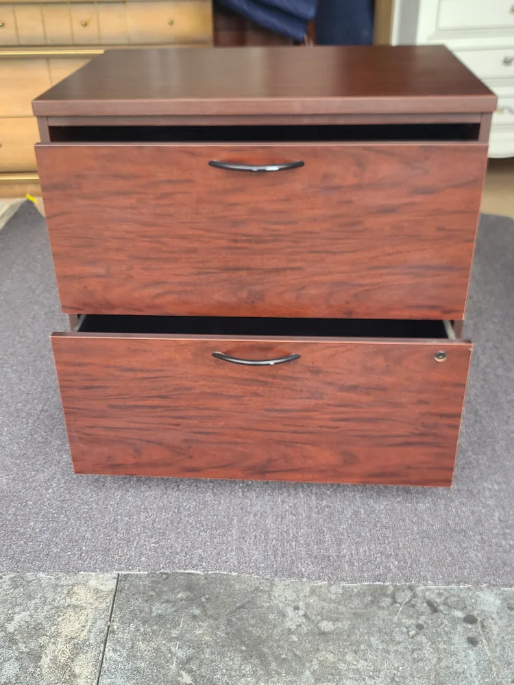 Brown Wood 2-Drawer File Cabinet image indicator(2)