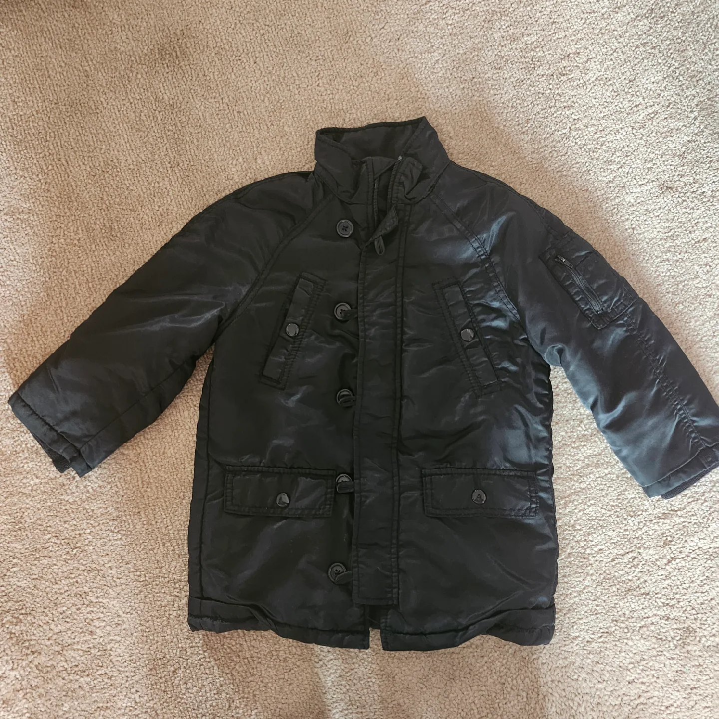 H&M Black Puffer Jacket - Size 3-4Y thumbnail