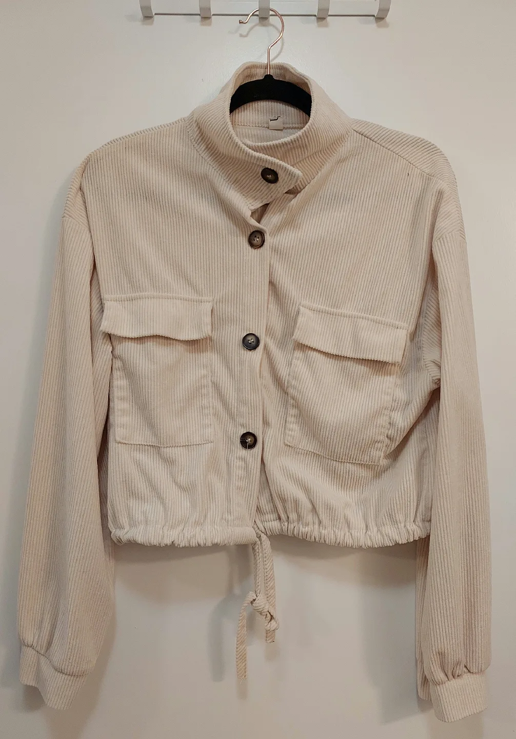 Beige Corduroy Cropped Jacket