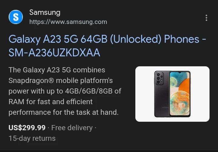 Samsung Galaxy A23 5G 64GB (Unlocked)