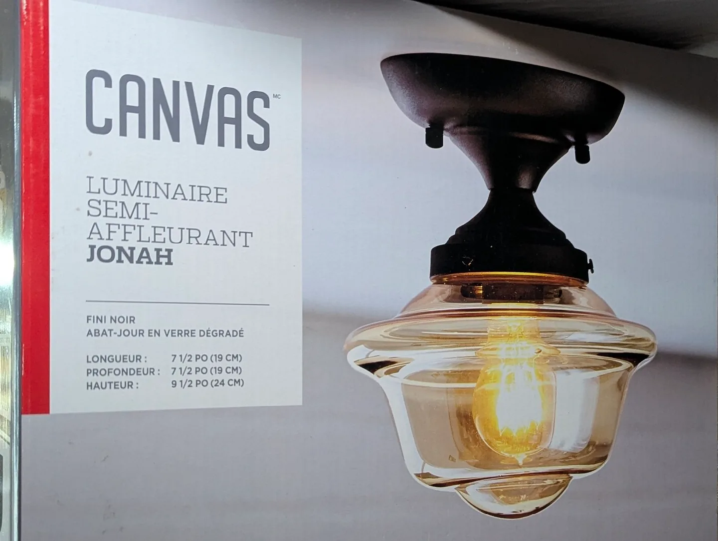 CANVAS Jonah Semi-Flush Mount Light - Black Finish