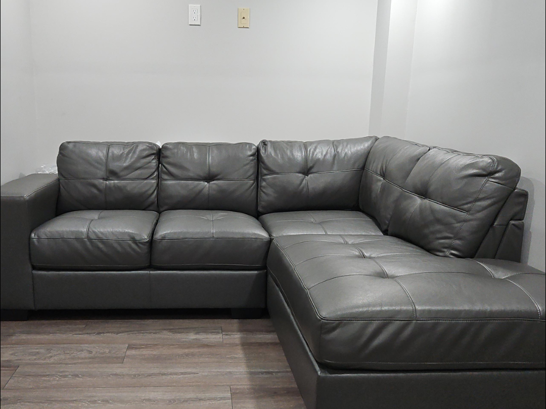 Grey Leather Sectional Sofa