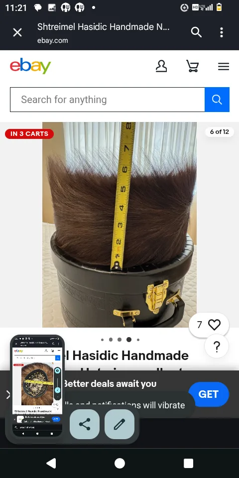 Shtreimel Hasidic Handmade Natural Fur Hat with original box image indicator(4)