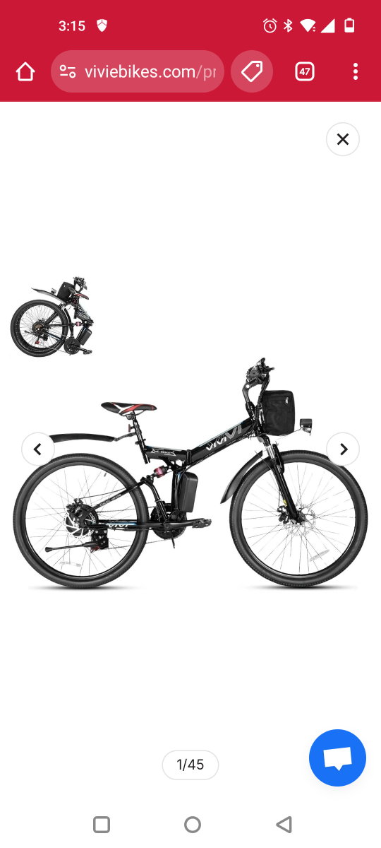 VIVI Electric Folding Bike - 21 Speed Shifters