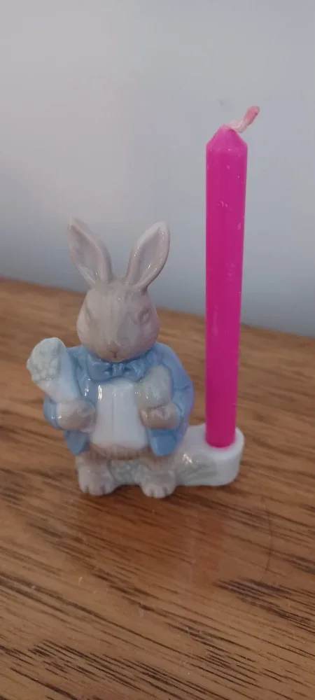 Vintage 1st Birthday Peter Rabbit Candle Holder