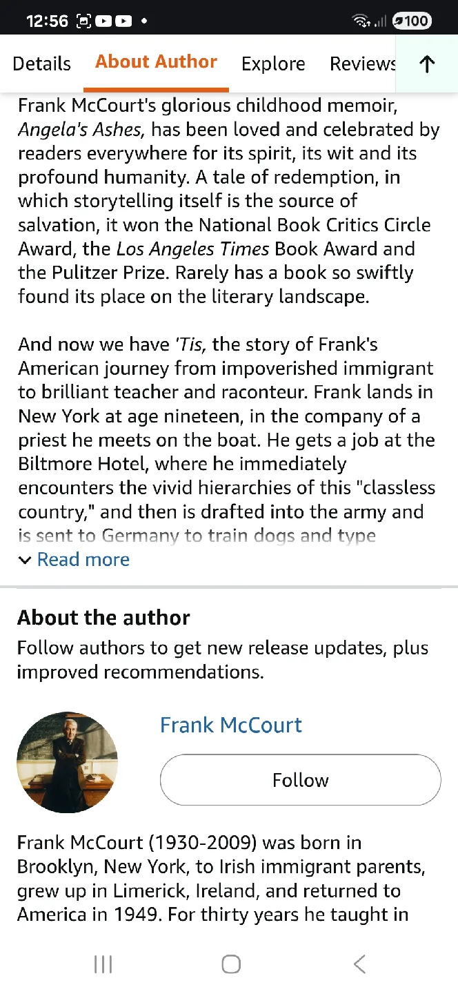 FREE book- 'Tis: A Memoir by Frank McCourt image indicator(2)